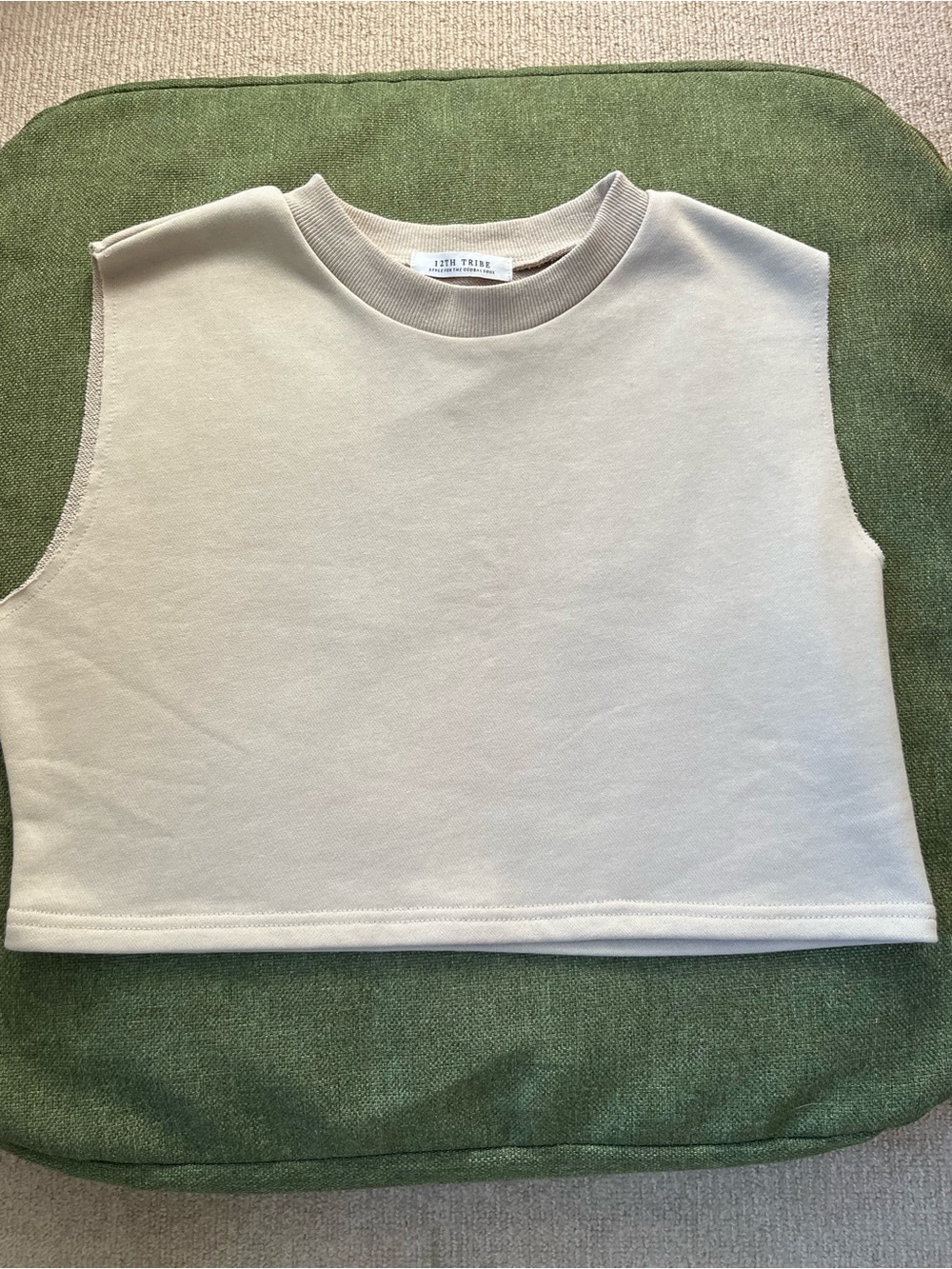 12th Tribe Cream Crop Tank Top Size Small